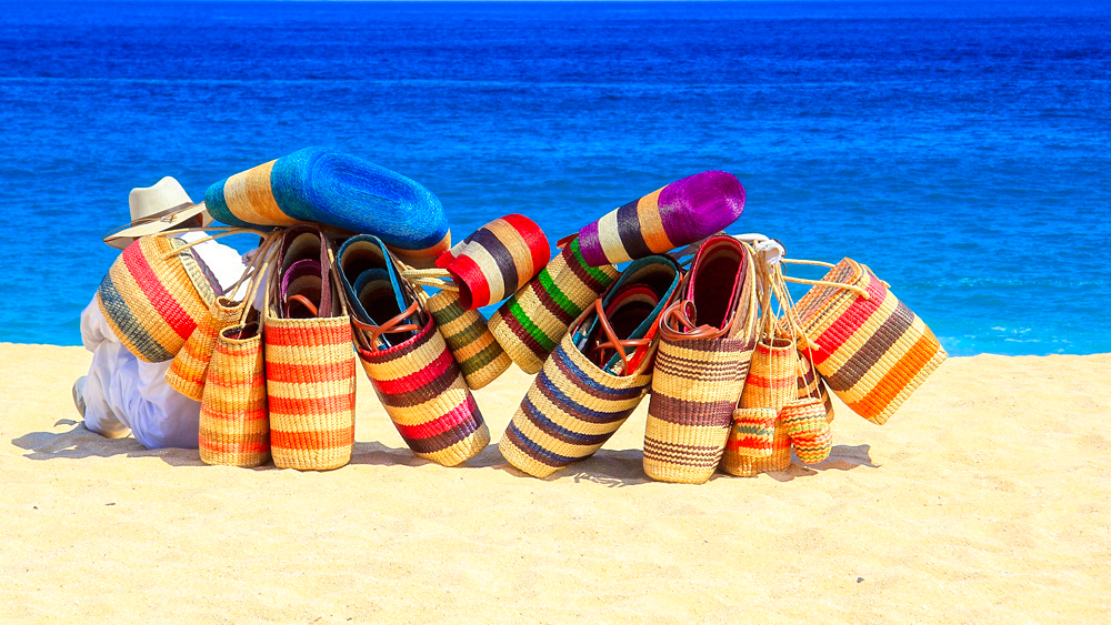 image of vendor selling beach bags